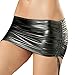 TIAOBU Womens Shiny Metallic Pleated Clubwear Party Mini Skirt with Inside Panty Black, One Size