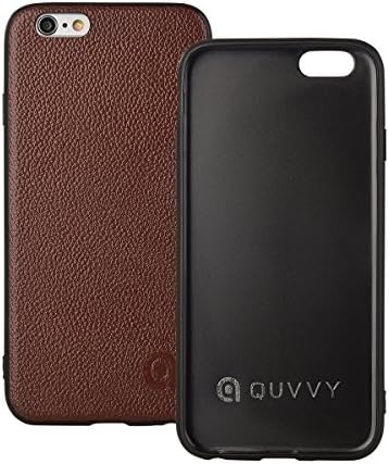 QUVVY Genuine Leather iPhone 6 iPhone 6s Case - Top Grain Premium Leather - Ultra Slim, Snap-On Cover with Scratch, Shock and Impact Resistance - Low Profile Design (iPhone 6/6s Brown)