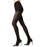 MeMoi Chevron Control Top Tights, Medium-Weight Smoothing Tummy Control Tights, 60 Denier - Sizes Small to Queen 2