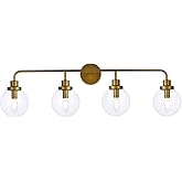 Living District Hanson 4-Light Metal Bath Sconce in Brass and Clear