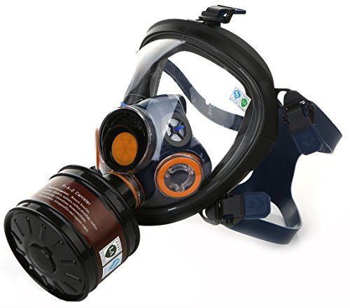 Gas Masks Full face Spray Paint Respirator with Common interface connection filter (Black)