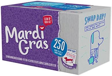 Mardi Gras Disposable Napkins, 250 Count, Printed Paper Napkins, Kid-Friendly Designs