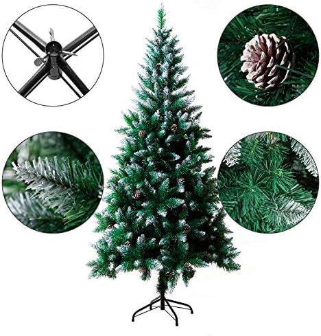 EFORINK Snowflake Pine Cone Christmas Tree 5ft Snow Effect, Artificial Christmas Tree with Snowflake and Pine Cone, Decoration for Home, Office, Shopping Mall and Many More (5ft/1.5m)