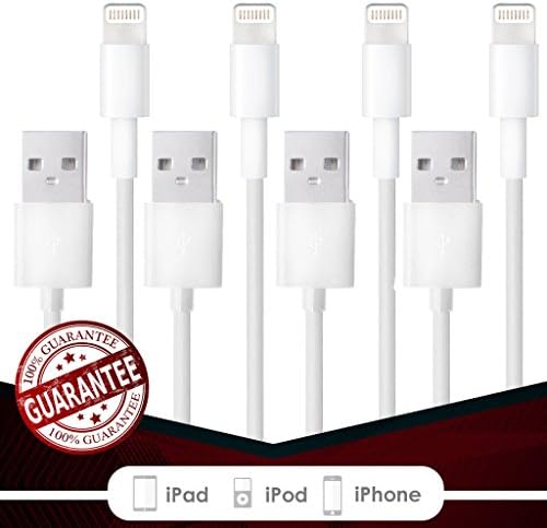 Fierce Cables 4 PACK 10FT 8 pin USB Lightning Cables Charger Cord iPhone 6s Plus 6 Plus 6s 6 5s 5 iPad Air 2 iPad Mini [iOS 9 Compatible]