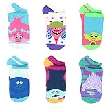 Trolls Girls Teen Womens 6 pack Socks (6-8 (Shoe: 10.5-4), Trolls Neon)