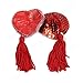 Kocome Sexy Women Lingerie Sequin Tassel Pasties Stickers Breast Bra Nipple Cover (Red)