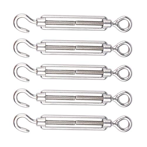 Muzata Stainless Steel 304 Turnbuckle Hook/Eye Cable Wire Rope Tension M4-5PACK