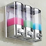 Drill Free Luxury Chrome 3 Chambers Shampoo Dispenser,Shower Gel/Conditioner/Lotion Dispenser,16X3=48-Ounces