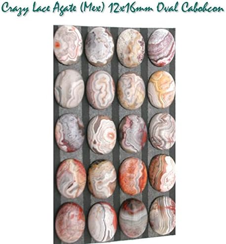 Mexico Crazy Lace Agate 12x16mm Oval Gemstone Cabochons for Jewelry Making (pkg of 4 Stones), UNDRILLED
