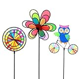 ASWCOWY Pinwheels Windmills Wind Spinners 3 Pack Made of Durable 100% Weatherproof Nylon and Fiberglass Children's Toys Outdoor Camping Kindergarten Garden Lawn Yard Decor (style1)