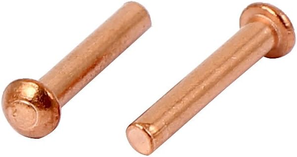 Sourcingmap 13mm Length 2mm x 12mm Round Head Copper Solid Rivets Fasteners Gold Tone 40 Pcs - Image 3