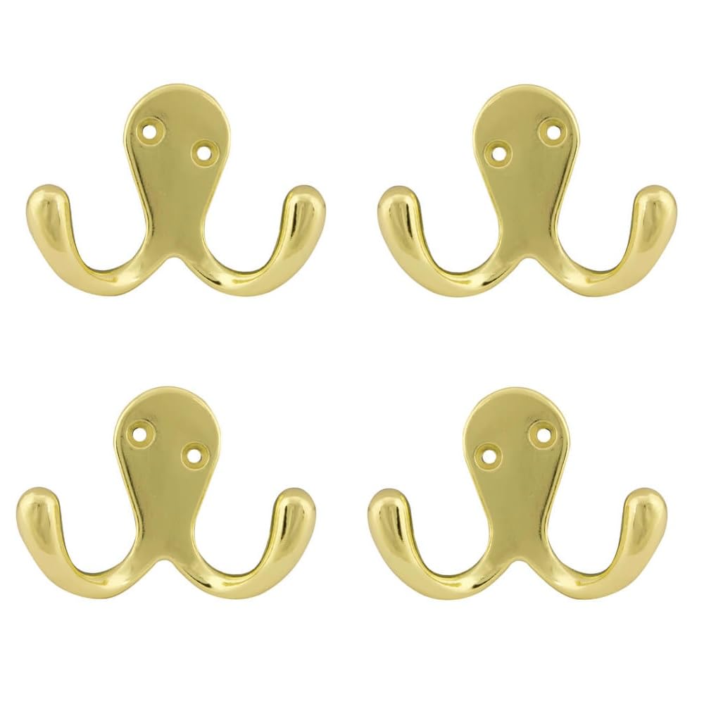Merriway® BH00128 (4 Pcs) EB Electro Brassed Twin Robe Hook - Pack of 4 Pieces