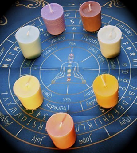 7 Chakra Votive Candles (100%) Soy wax with FREE glass votive holder by Chakra Candle