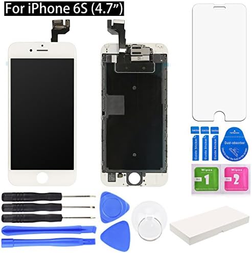 For iPhone 6S Screen Replacement. TranSoul Full Display Assembly with LCD Screen, Touch Digitizer, 3D Touch Layer, Front Facing Camera, Earpiece Speaker etc. Repair iPhone 6S Screen (4.7”) (White)