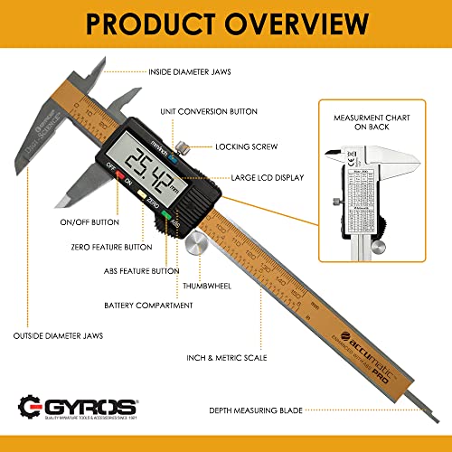 Gyros Digital Caliper Measuring Tool 6 Inch Stainless Steel