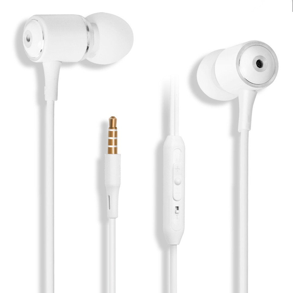 SMARTED Wired Earphones with Microphone 3.5mm Jack Volume Control Bass Noise Canceling In Ear Headphones with 4 Earbuds Runing 4.2 ft (White)