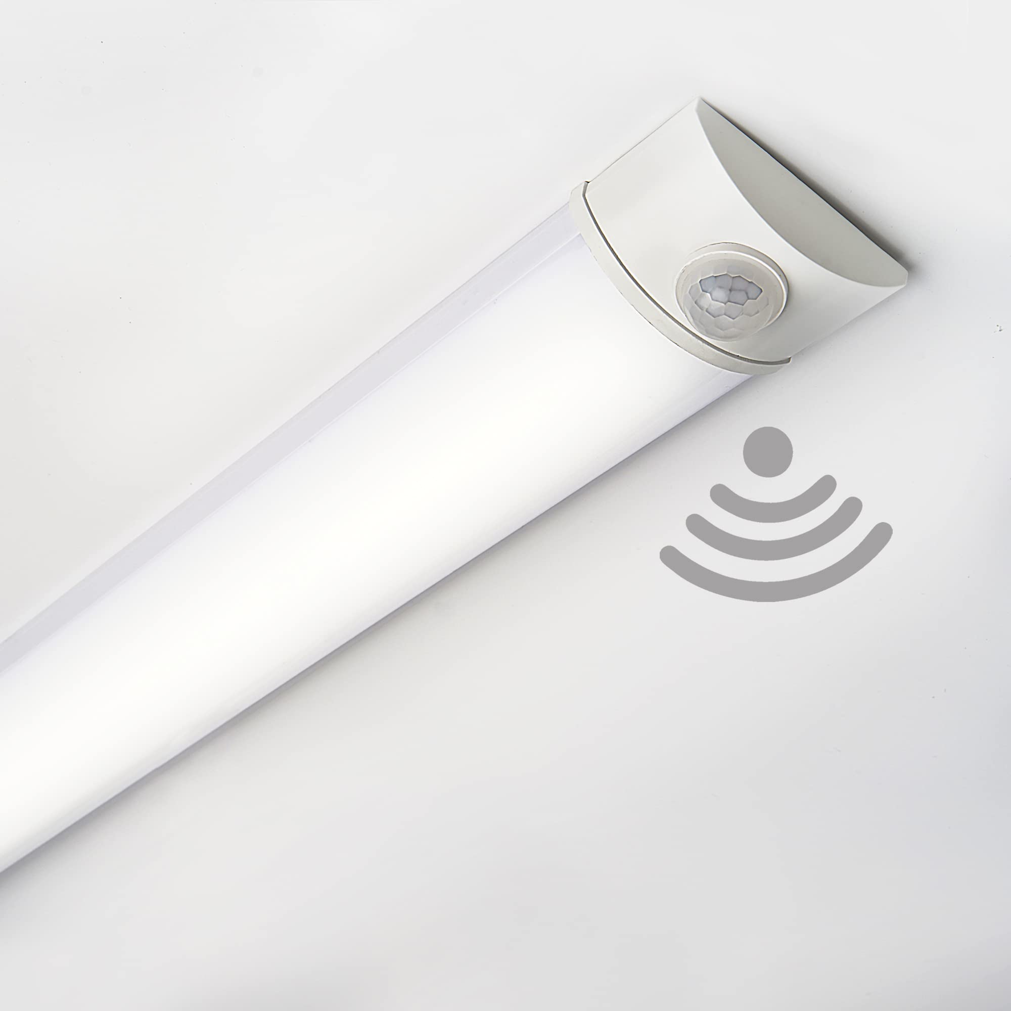 Sundertech Motion Sensor LED Batten Light - 3FT (90cm) with 3 Color Options (3000K, 4000K, 6500K) for Wall/Ceiling Mounting in Aisles, Stairs, and Garages.
