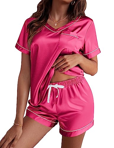 Ekouaer Silk Pajama for Women Short Sleeve Satin Pj Set Two… at Amazon
