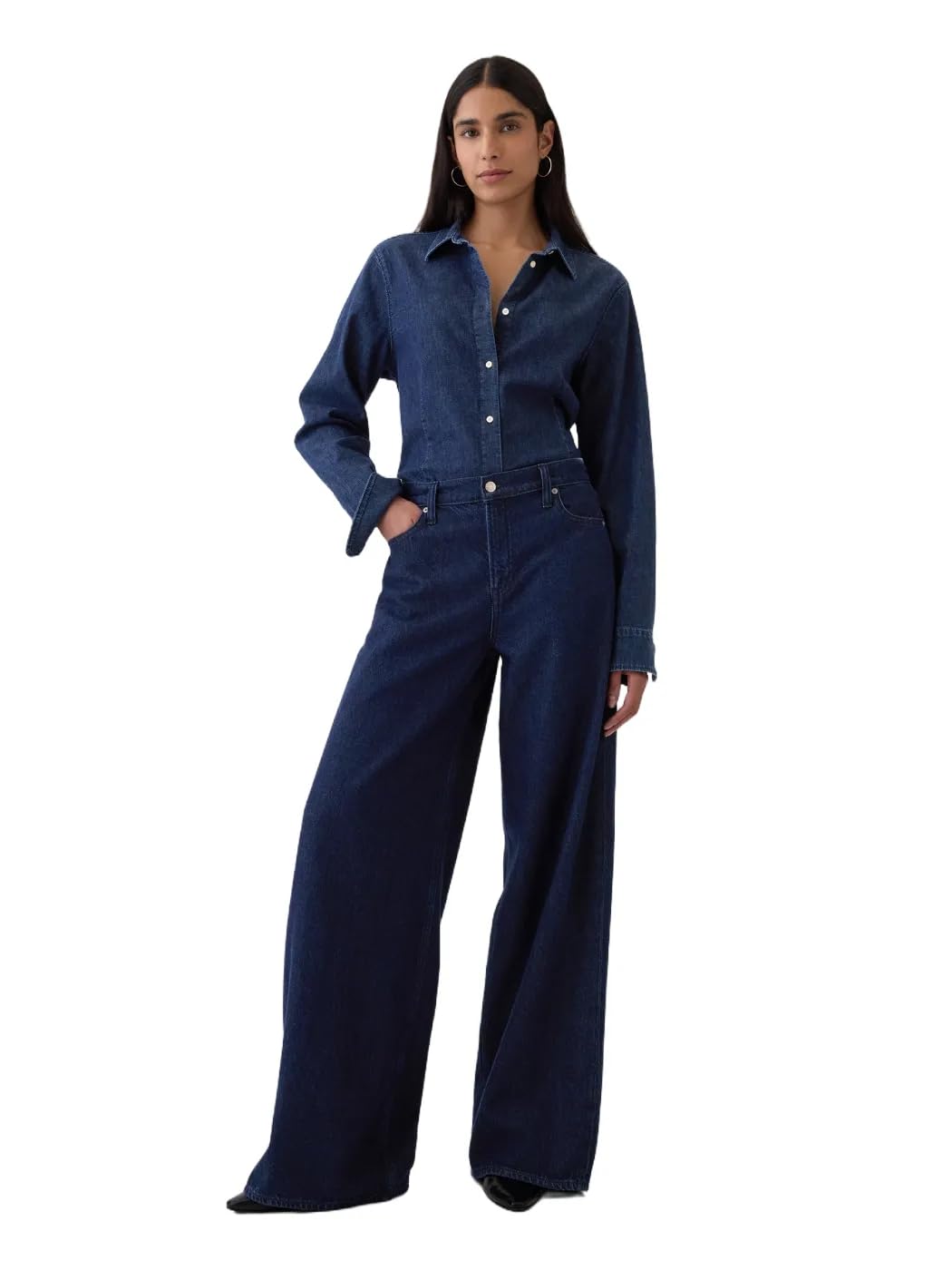 GAP Womens Mid Rise Baggy Denim Rinsed 29 Long