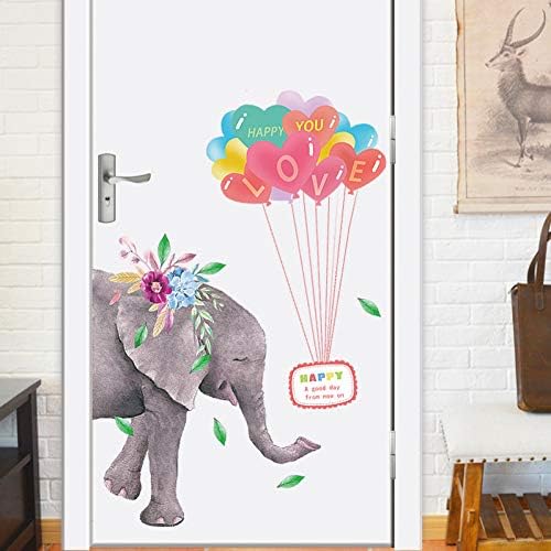UDPBH Cartoon Elephant And Balloons Wall Sticker For Baby Kids Room Bedroom Home Decorations Wallpaper Mural Nursery Door Stickers