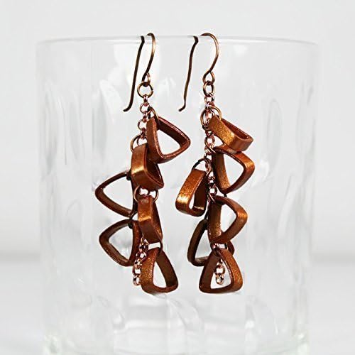 Paper Quill Earrings Handmade Copper Triangle Cluster