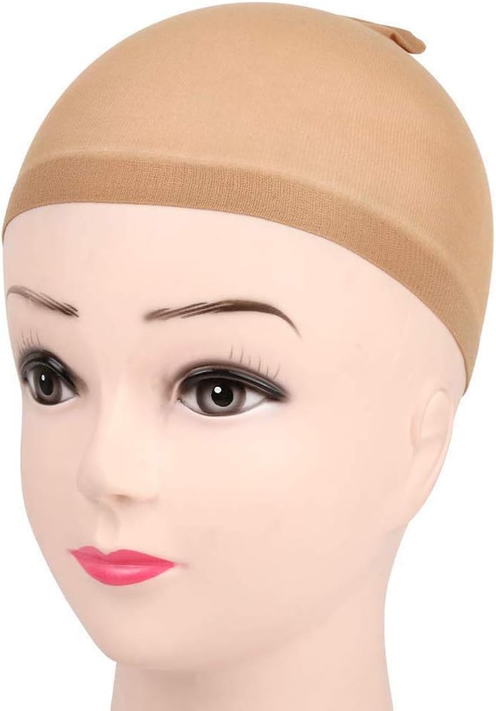 4 Pack Stretchable Nylon Stocking Wig Caps for Women, Light Brown