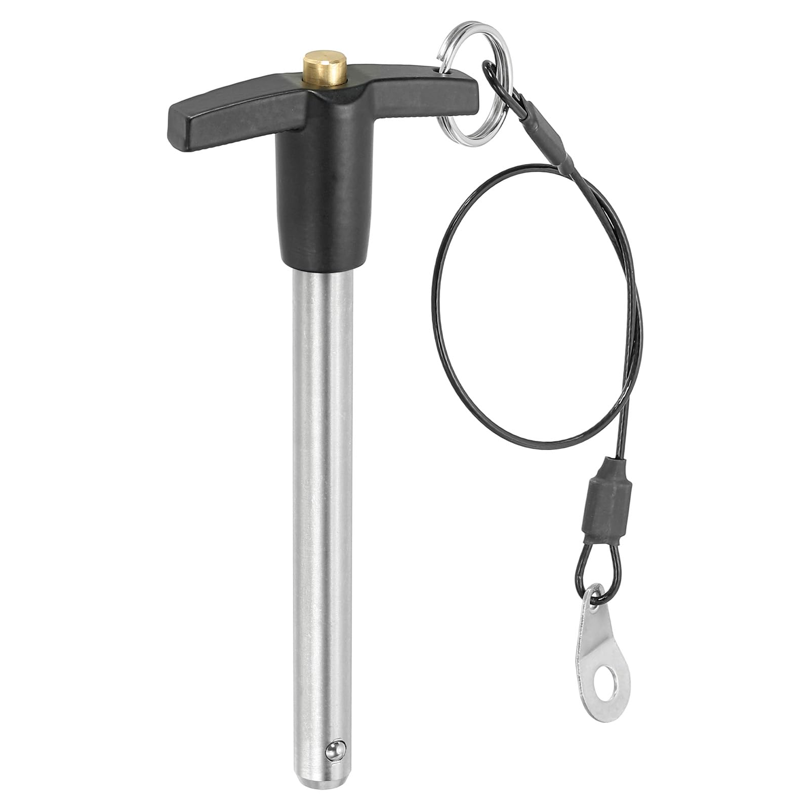 PATIKIL T Handle Lock Pins 3/8 x 3.15" (9.5 x 80mm), Quick Release Pin 304 Stainless Steel Safety Locating Pins with Push Button 25 cm Lanyard Cable