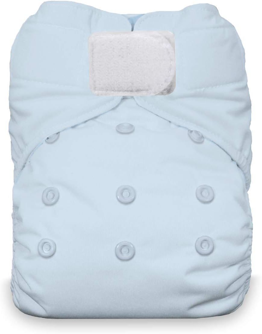 Thirsties One Size All in One Cloth Diaper, Hook & Loop Closure, Ice Blue
