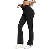 Women's Flare Leggings with Pockets High Waisted Butt Lifting No Front Seam Tummy Control Bootcut Yoga Pants for Women