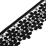 ROSENICE Lace Trim Embroidered Flower Edging Trim Sewing Craft in Black,3.15