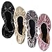 Sidekicks Women's Foldable Ballet Flats w/ Carrying Case, Black, Medium, 7-8 US