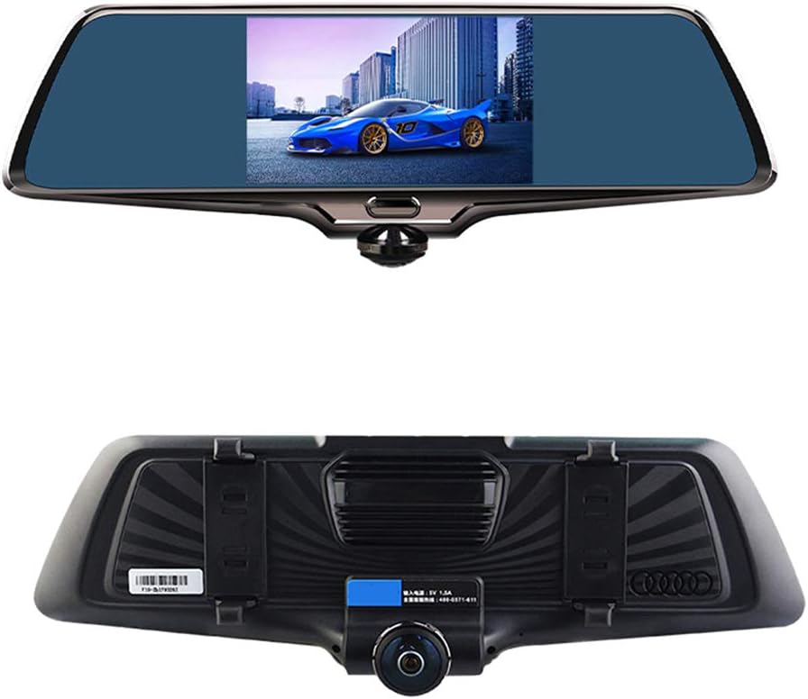 Dash Cam, 5Inch IPS 360° Panorama Mirror Screen Rearview Mirror Driving Recorder with G-Sensor, Motion Detection, Auto Reverse, Night Vision,Black