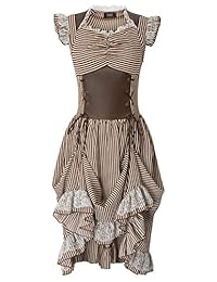 ESCARLATA OSCURIDAD Despojado Steampunk Gótico Victoriano Volantes Vestido Sin Mangas