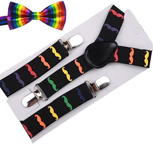 RUOYUCL Kids&amp;Baby Rainbow Bow-Ties&amp;Suspenders 2pcs Set Girls&amp;Boys