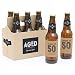 50th Milestone Birthday - Dashingly Aged to Perfection - Birthday Party Decorations for Men - 6 Beer Bottle Label Stickers and 1 Carrier