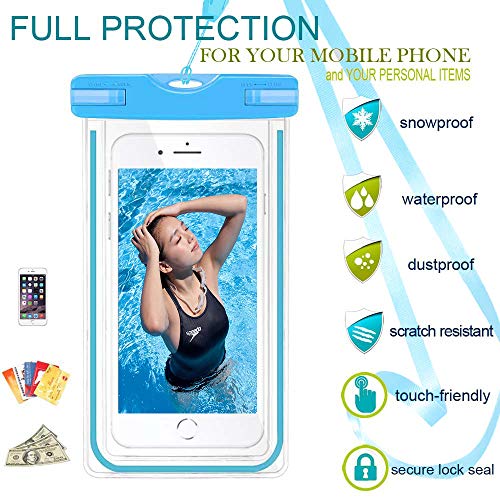 image for GLBSUNION Waterproof Phone Case, 4 Pack Universal Waterproof Pouch Dry