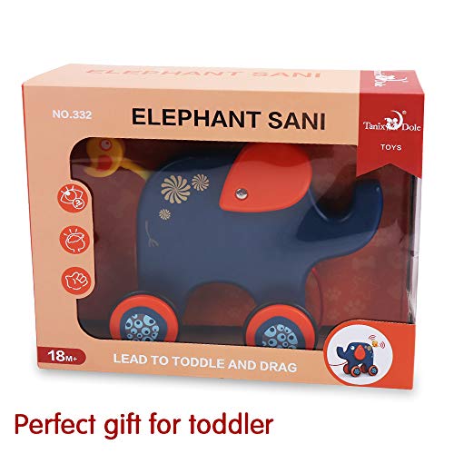image for Flantor Pull Along Toy Elephant for Toddler Baby , Push and Pull Toys 