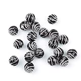 ILOVEDIY 200pcs in Bulk Black Round Spiral Acrylic Beads 10mm for Jewelry Making