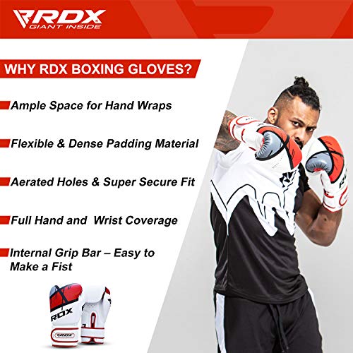 RDX-Guantes-de-Boxeo-para-Adulto-Hechos-de-Cuero-Maya-Hide-Ideales-para-Kick-Boxing-Muay-Thai-Saco-Entrenamiento-Sparring