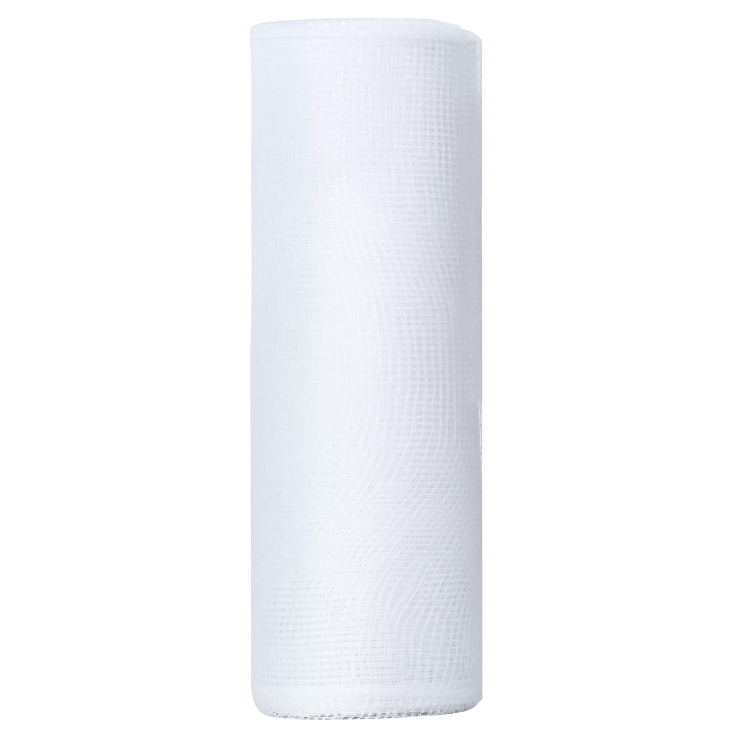NAUZE White Poly Mesh Ribbon Deco Mesh Ribbon Roll for Halloween Christmas Wreaths DIY Craft Home Decoration (White)