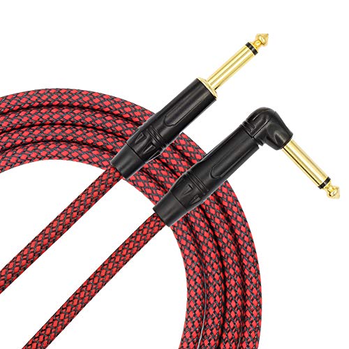 millet16zjh 3/6m 6.35mm Right Angle Male to Straight Male Electric Guitar Bass Cable Cord - Red+Black 6M - Thumbnail 5