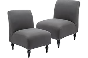 Iauddy Armless Accent Slipper Chair Cover Slipcover,Stretch Spandex Removable Non-Slip Silp cover for Accent Chair without arms furniture Protector for Living Dining Room(Dark Gray, 2)