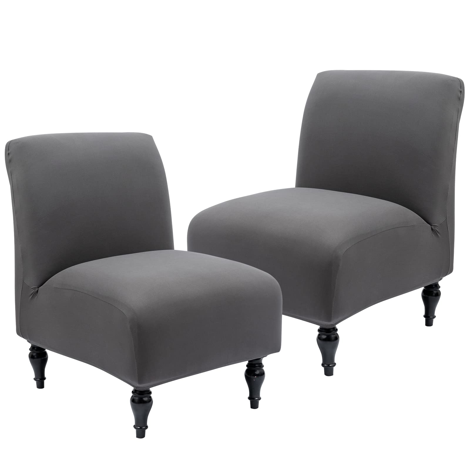 Photo 1 of Iauddy Armless Accent Slipper Chair Cover Slipcover,Stretch Spandex Removable Non-Slip Silp Cover for Accent Chair Without arms Furniture Protector for Living Dining Room(Dark Gray, 2)