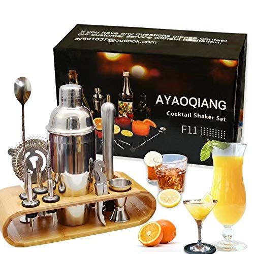 AYAOQIANG Cocktail Shaker Set Edelstahl 12teiliges Cocktail Bar Set Bar Zubehör Cocktail Set