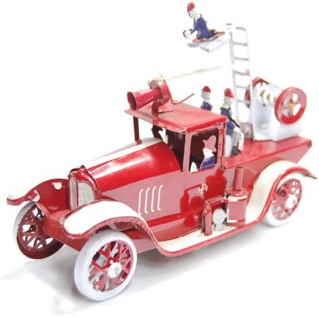 Fire Ladder Truck, Metal Winds up Toy, Steel Tin Toy Collection, Size : 6.5" X 5.5" X 2.5"
