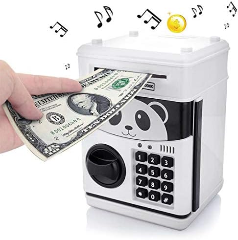 whatswhats Panda ATM Money Coin Piggy Bank Money Change Cash Saving Box Safe with Password Lock Toy Gift - Fits for Both Bills and Coins (Play 11 Songs)