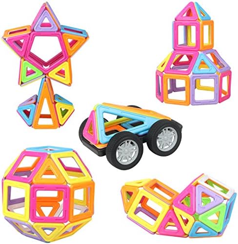 Magnetic Building Blocks Toys 77 Pcs Preschool Educational Stacking Toy Set Large Size 3D Magnet Building Construction Kit for Kids Over 3 Years Old