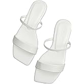 GORGLITTER Women's Strappy Flat Sandals Square Open Toe Dressy Going Out Slide Sandals