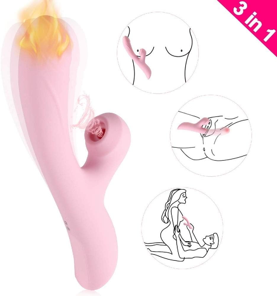 JIEBUSI Simulated Oral Sucking Toys 7 Frequency Vibration & 3 Suction Soft Touch Internal Clot Sucking Toy for Women (Pink)