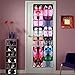 HomeDoor 1 Heavy Duty 24 Hanging Large Mesh Pockets Shoe Organizers with 4 Steel Over The Door Hooks, Black